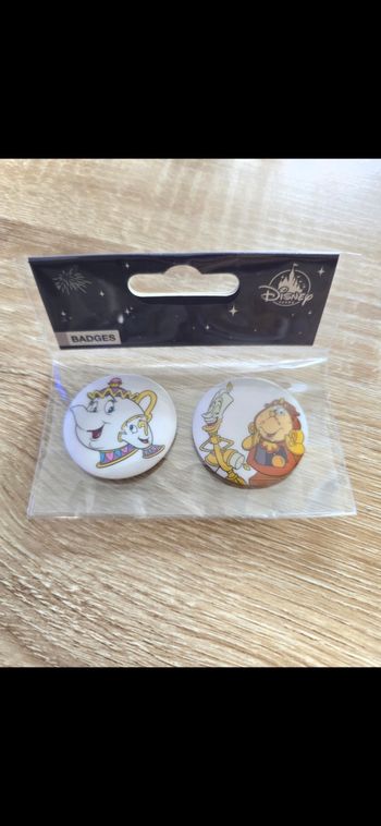 lot de 2 badges la belle et la bête Disneyland paris
