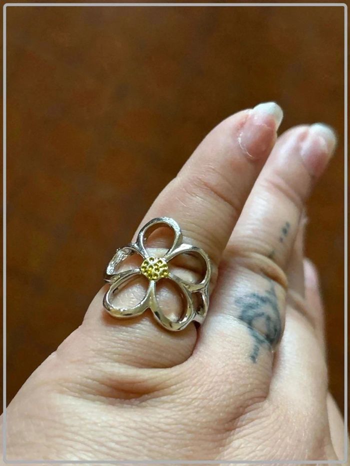 Bague ajustable grosse fleur taille 12,5 - photo numéro 2