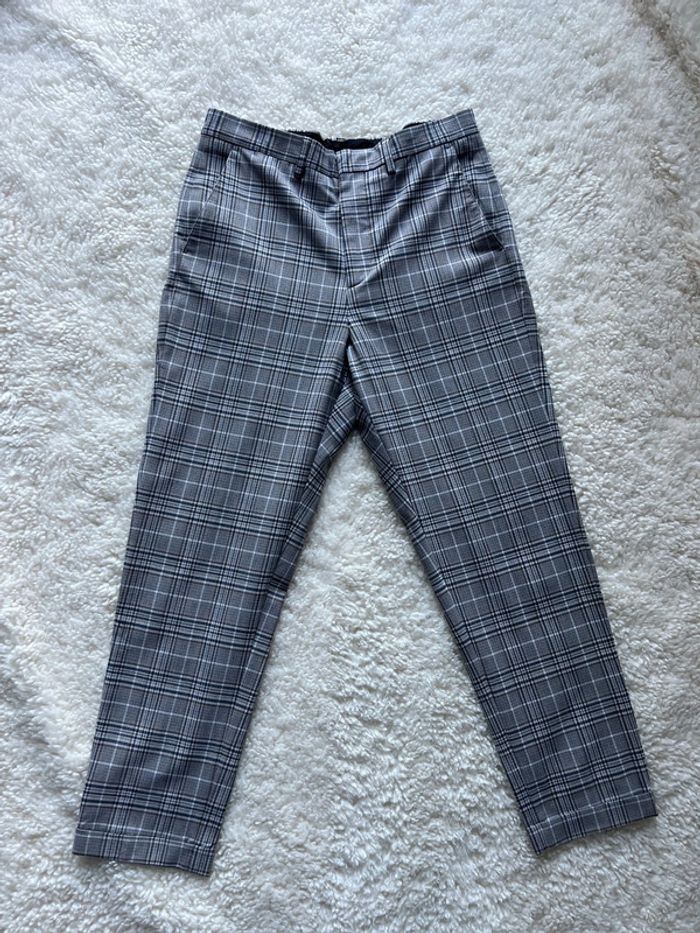 Pantalon à carreaux marron Zara - photo numéro 2