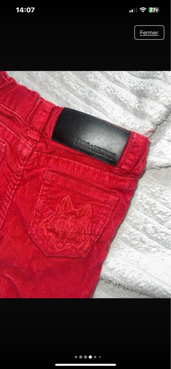 Jean bebe  zadig&voltaire velours rouge - photo numéro 4