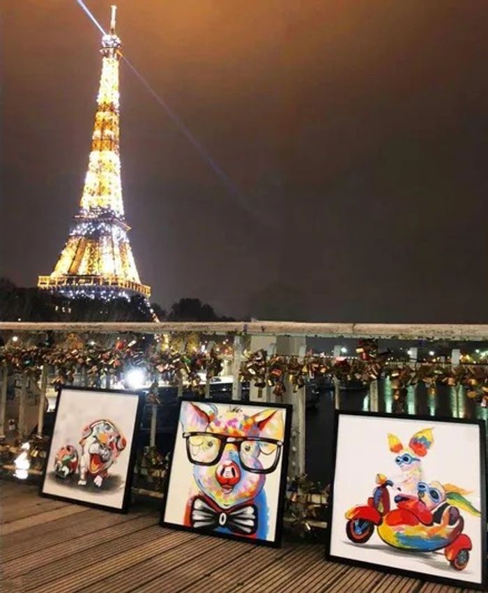 Tableaux peints à la main avec cadre et protection en plexiglass - photo numéro 2