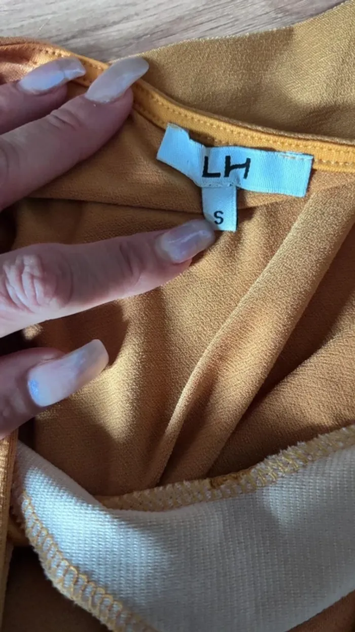 <3 Top cravate stye chemisier mourtarde taille 36 s #LH - photo numéro 4