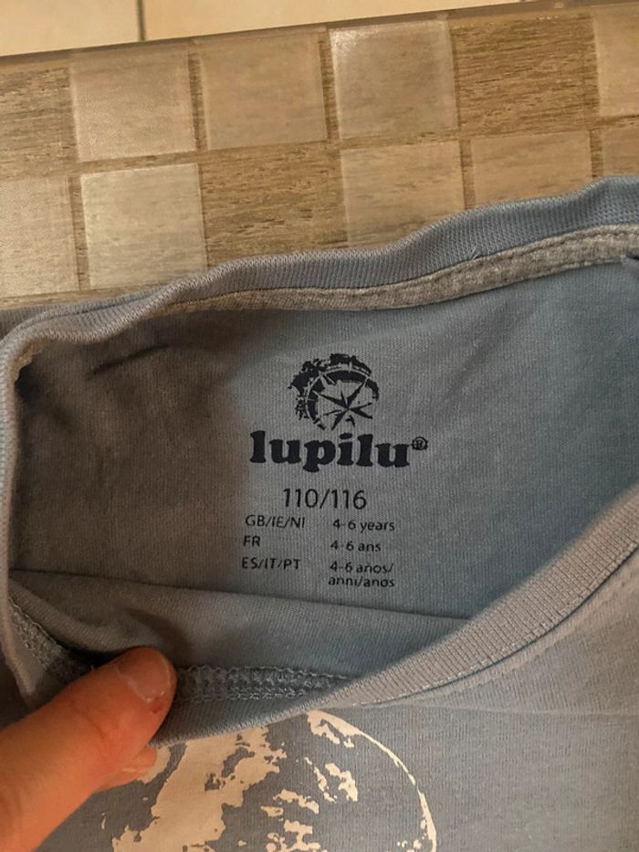T shirt manches longues bleu lupilu taille 110-116 4-6 ans - photo numéro 2