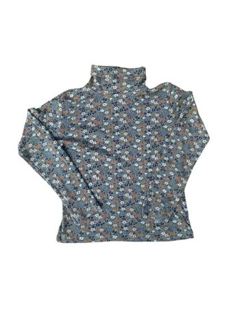 Sous pull bleu motif fleuri style années 1970 Petit Bateau 10 ans
