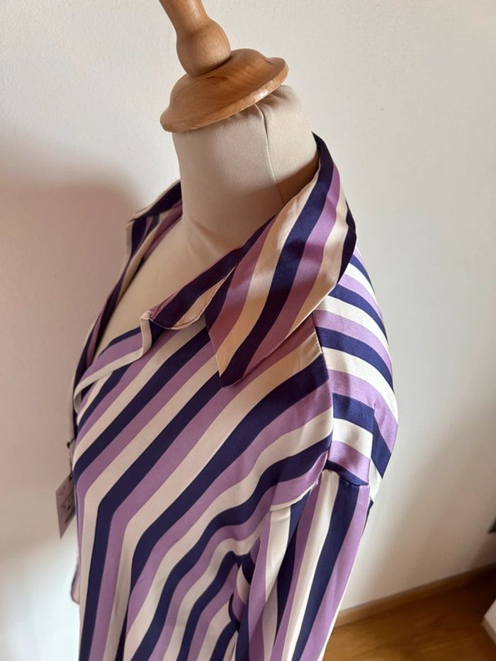 Chemise satinée, lilas et blanche, Zara - photo numéro 7