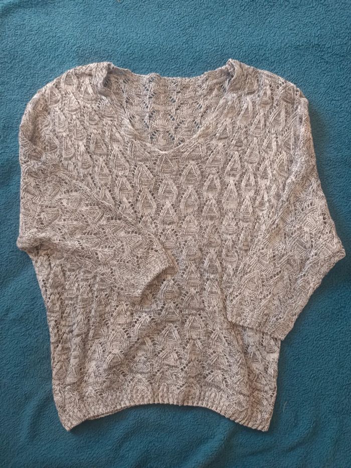 Chandail maille tricot gris excellent état - photo numéro 2