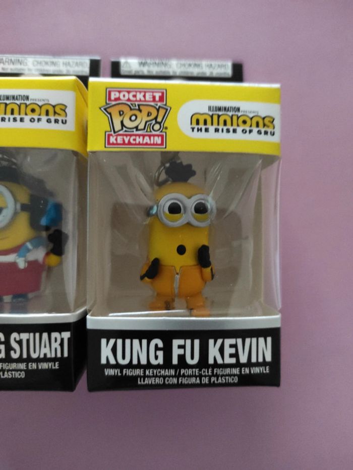 lot 2 porte-clés figurine pocket pop minions kung fu kevin & roller skating stuart - photo numéro 7