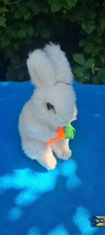 Peluche doudou lapin de Pâques et sa carotte