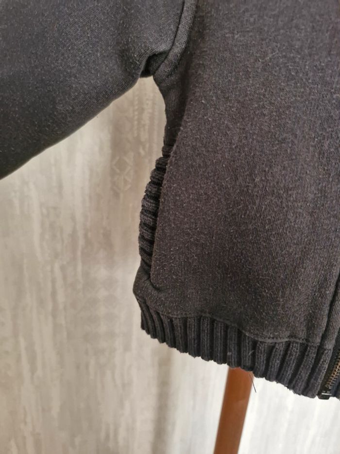Manteau à capuche zippé bébé garçon 12 mois Obaïbi gris foncé noir coton polyester - photo numéro 2