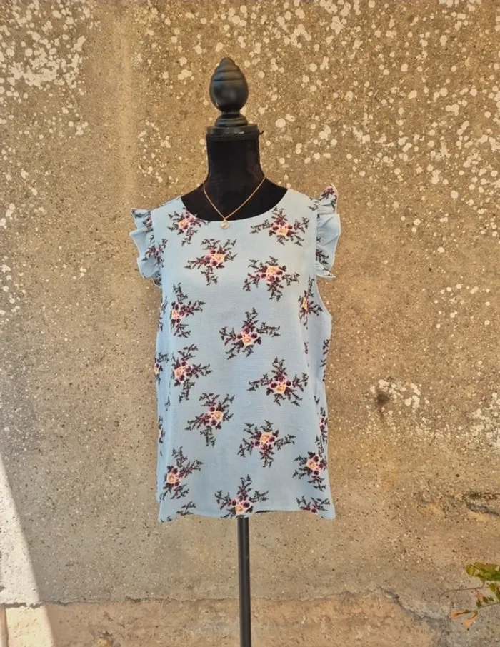 Top fleuri Shein Bleu clair T.40