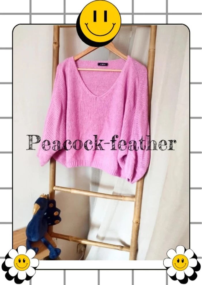 Pull large rose TU mailles