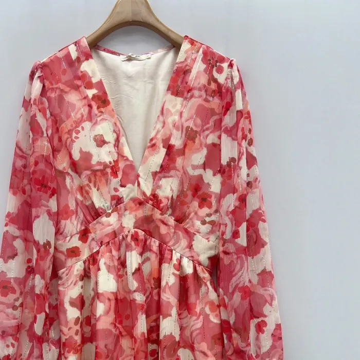 Robe courte été fleur rose - photo numéro 2
