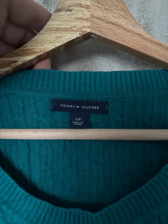 Pull col rond Tommy Hilfiger femme – Taille S – Vert sapin - photo numéro 3