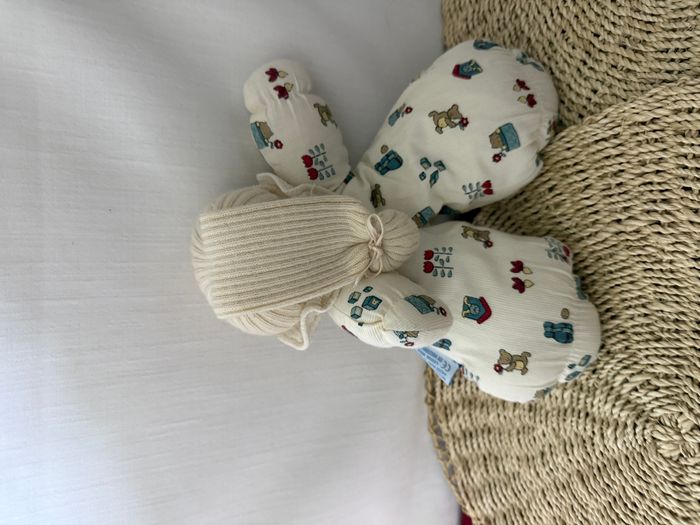 Doudou poupée lutin beige blanc imprimé MOULIN ROTY - photo numéro 2