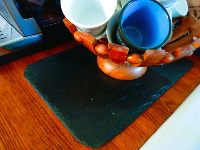 Decoration table plaque ardoise huilée accessoire cuisine gris TBE - photo numéro 3