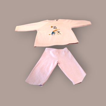 Ensemble Bébé 6 Mois (Haut + Bas) Chaud - King Bear Rose Pâle