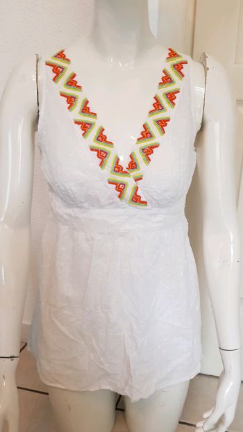 Chemisier à pois avec petites perles, 100% coton