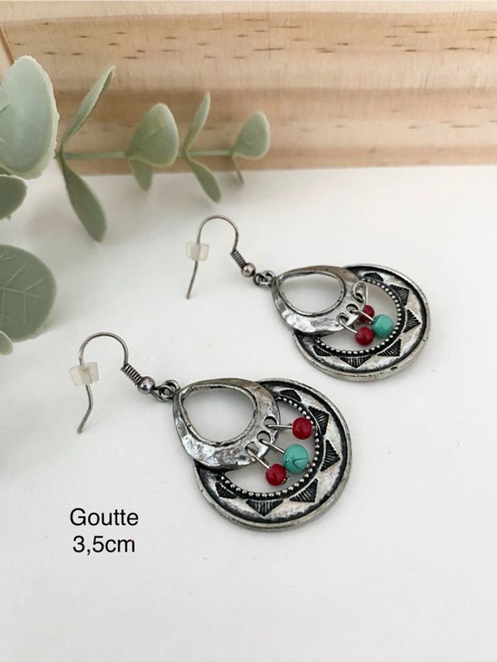 Lot 2 paires boucles d’oreilles - 🩶 argentées bleu rouge 🩵 - photo numéro 6