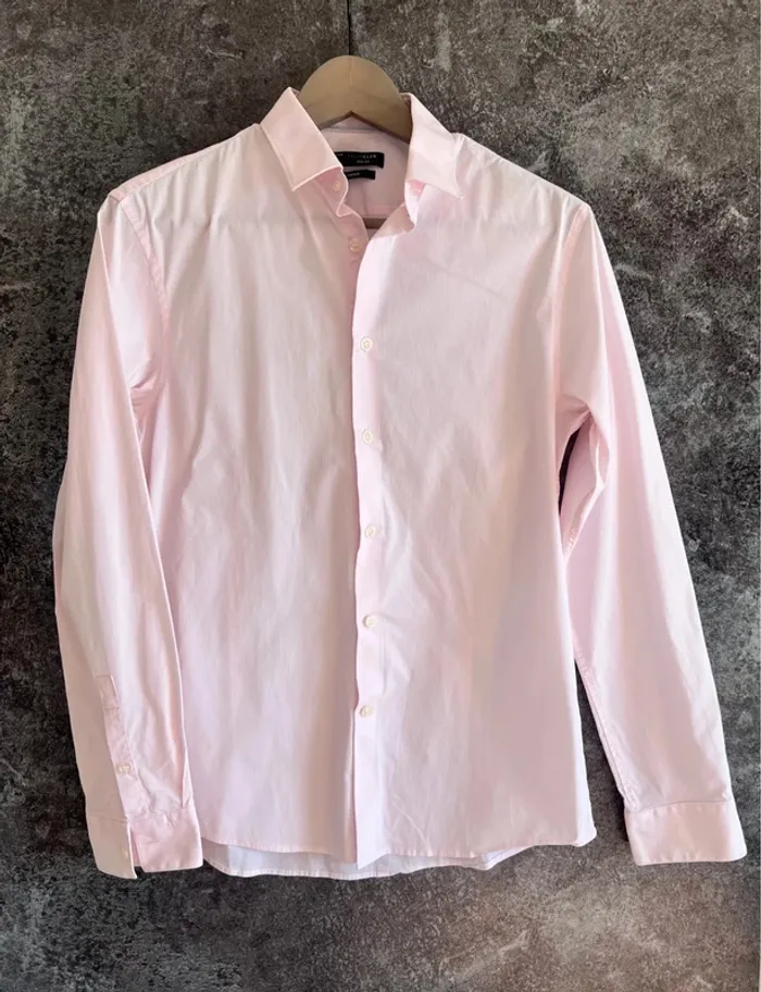 Chemise rose homme manches longues Celio taille S camisa hombre camicia uomo Herrenhemd