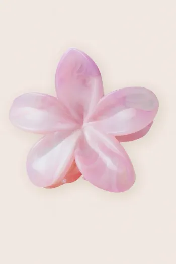 Pince à cheveux fleur rose marbrée
