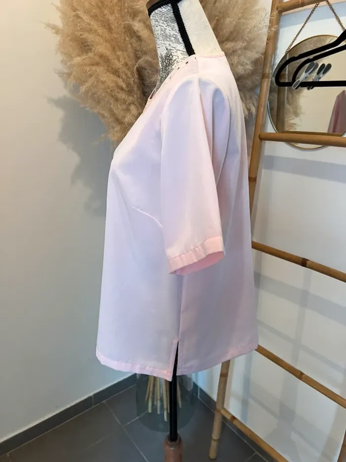 Blouse manche courte rose - photo numéro 3
