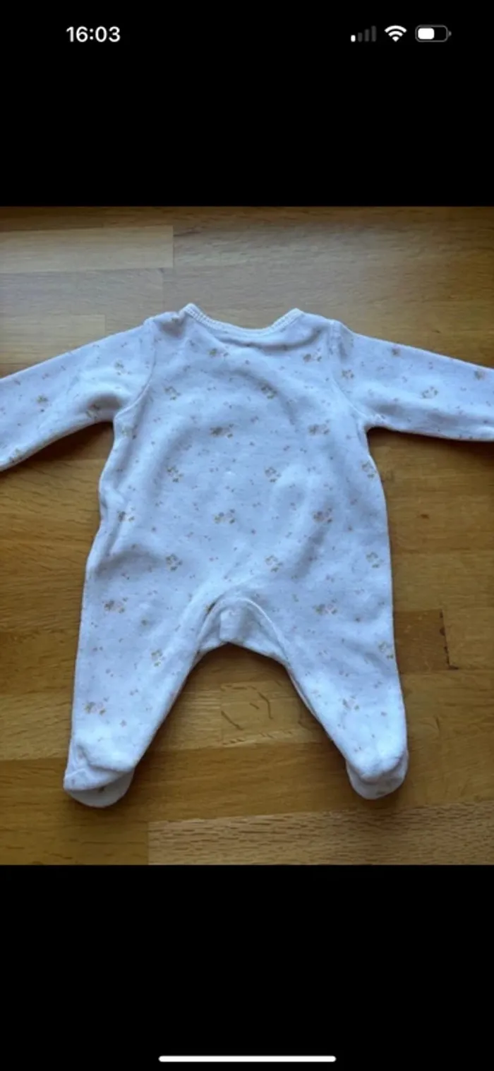 Pyjama velours Bout’chou naissance fille - photo numéro 3