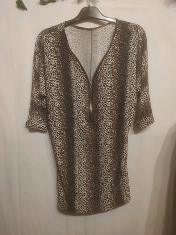Tunique léopard décolleté en V à zip T. 46 🇨🇵