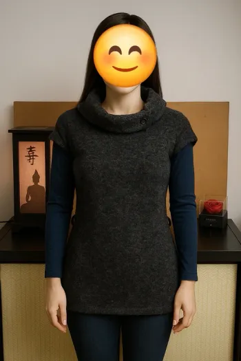 Pull marine col roulé femme TU