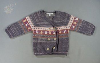 Gilet cardigan tricot gris multicolore jacquard Kitchoun 12 mois 74 cm fille