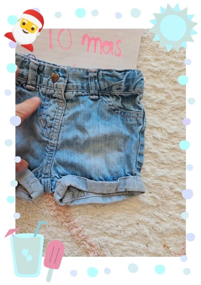 short en jeans fille 18 mois bleu taille elastique - photo numéro 3