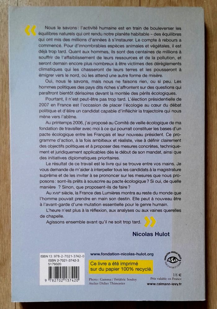 Nicolas Hulot - pour un pacte ecologique - photo numéro 3