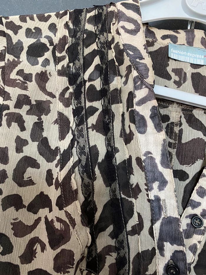 Tunique blouse voile à motif et petite dentelle noire - photo numéro 3
