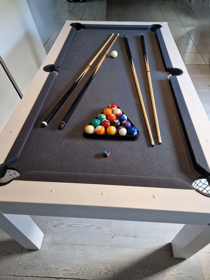 Table Billard Convertible Blanche 2 en 1 – Élégante & Pratique