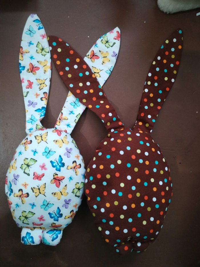 Lot de 2 doudous tissu lapin - photo numéro 2