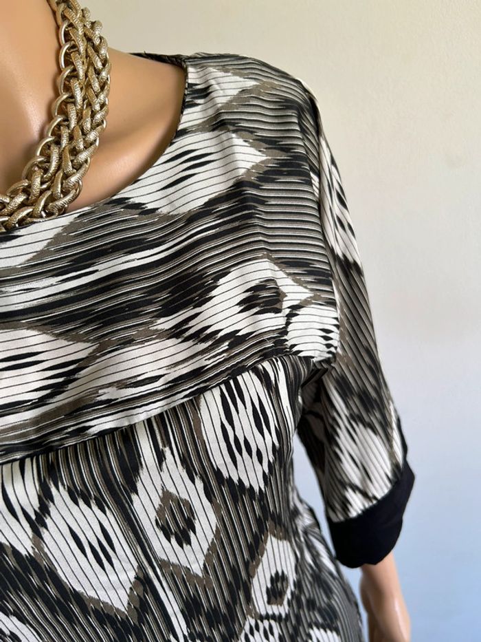 Robe imprimée kaki beige et noire Morgan taille 38 jamais portée - photo numéro 6