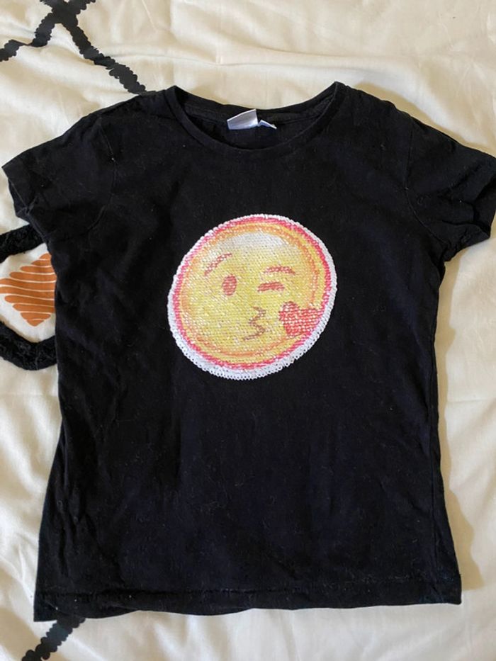 t-shirt fille 6/7 ans emoji - photo numéro 2