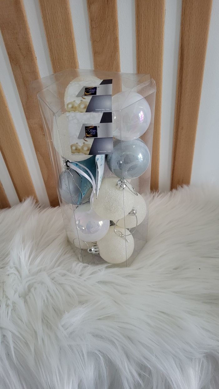 Boules de Noël feeric bleu blanc et gris - photo numéro 2