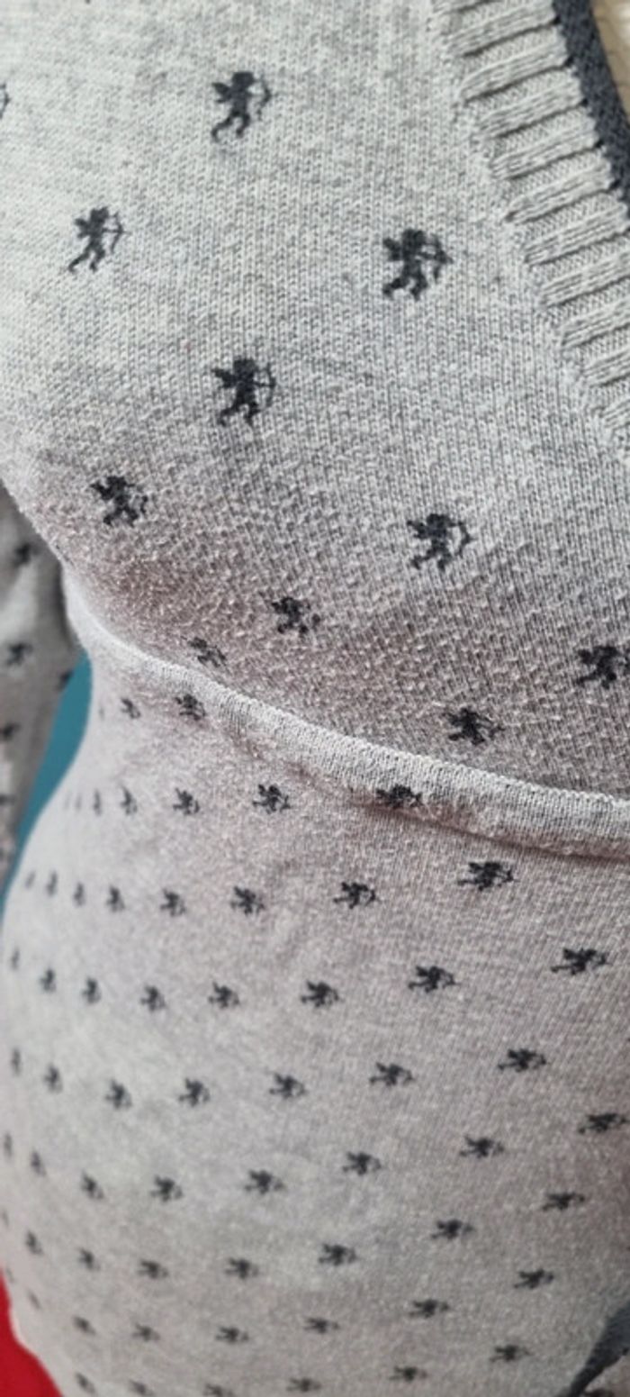 Pull gris motifs anges M EDC col en V - photo numéro 2