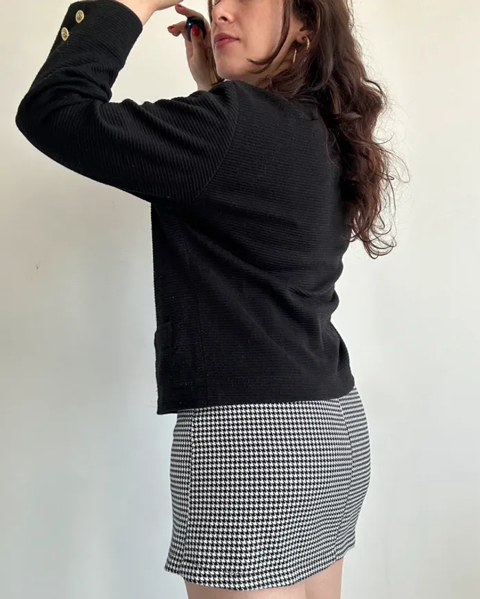 Veste vintage noire à boutons dorés taille S - photo numéro 4
