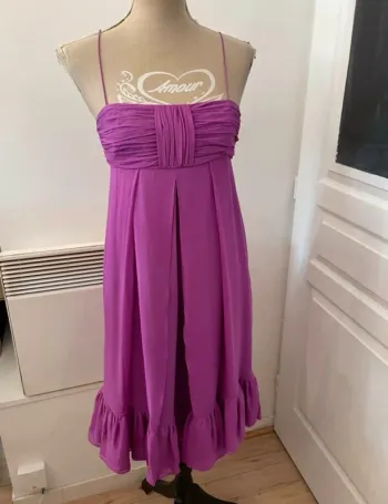 Adolfo Dominguez robe soirée en soie violette taille 36