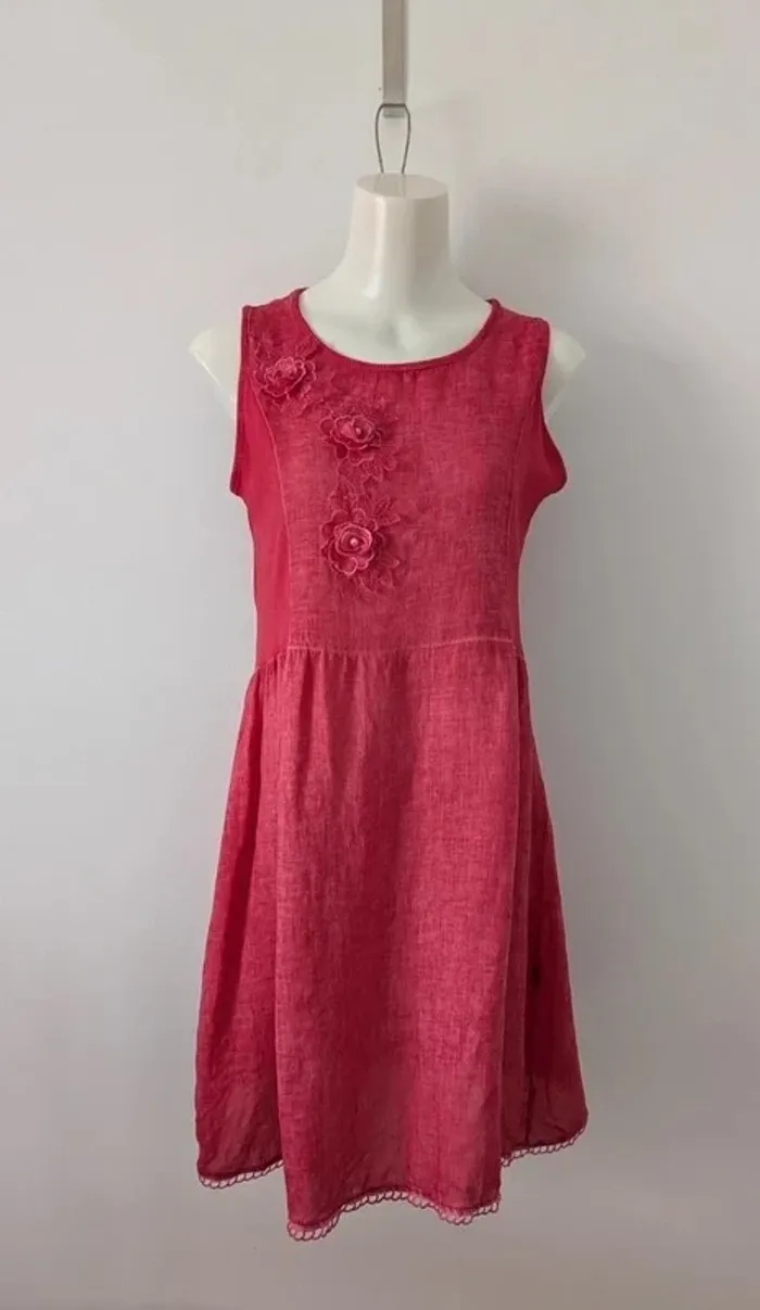 Robe d'été rouge en lin - Camaïeu - taille 42