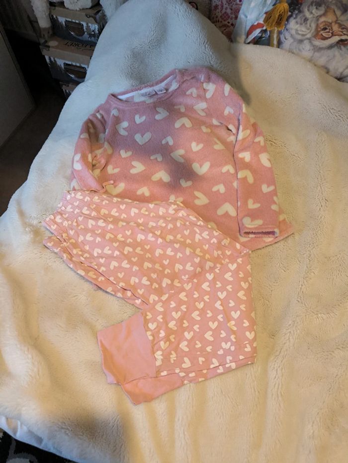 Pyjama fille rose et blanc cœurs