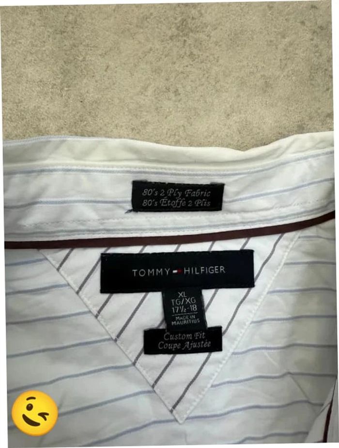 Chemise Tommy Hilfiger manche longue Taille XL blanc Homme Men CHE84 - photo numéro 3