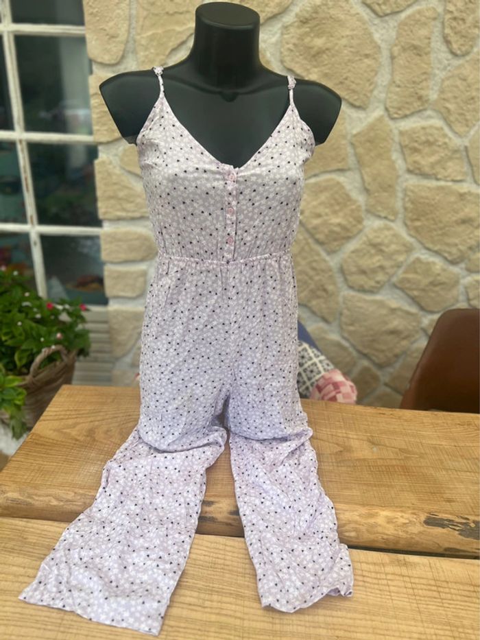 Combinaison été longue pantalon légère et fluide lilas à fleurs Jennyfer taille XS 34 - photo numéro 3