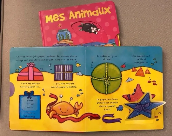 Livre pédagogique poisson animaux forme contraire nombre couleur tactile 2 ans anniversaire noel - photo numéro 3
