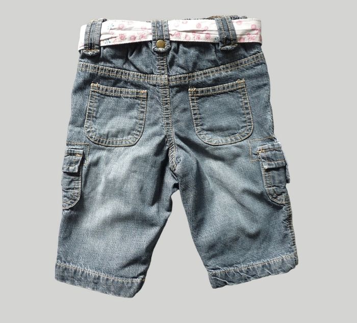 Pantalon denim jean bleu rose fleur H&M 4-6 mois 68 cm fille - photo numéro 4