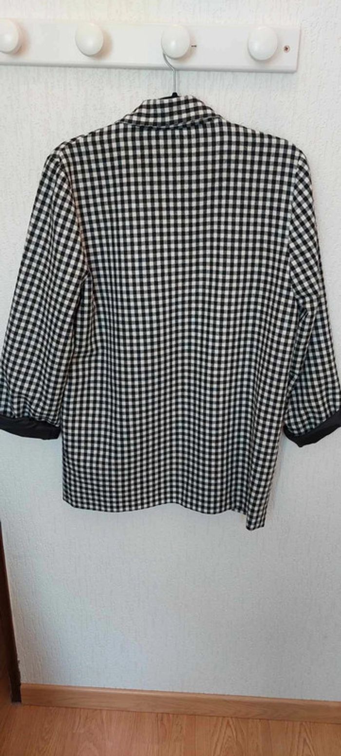 Belle veste blazer femme vichy noir et blanc manches retroussables 36 très bon état - photo numéro 5