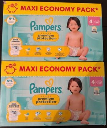 Deux cartons de couches Pampers taille 4 preuim