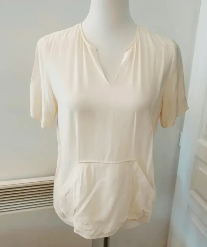 The Kooples blouse haut top écru en soie femme, taille xs/34