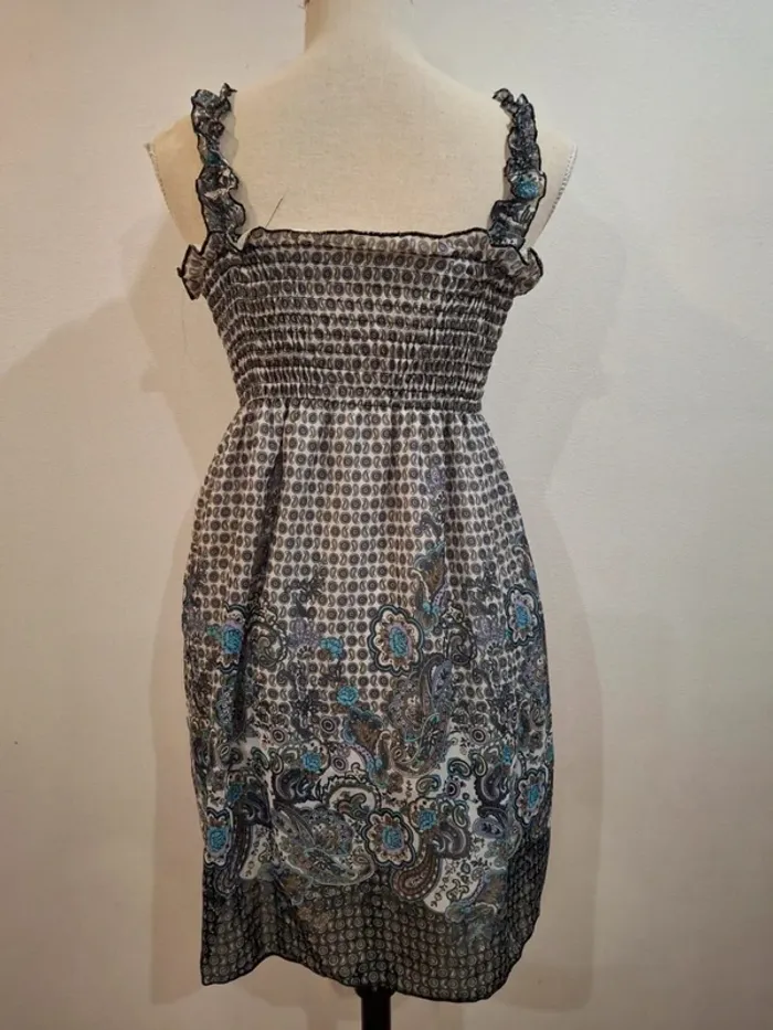Robe bleu fleurie taille unique boheme - photo numéro 5